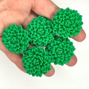 LOT OF 5 Emerald Green Flower Rings Bundle - Adjustable - SOLD AS IS